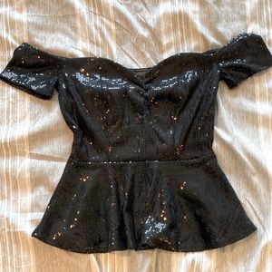 2/$20 Sequin off the shoulder peplum top